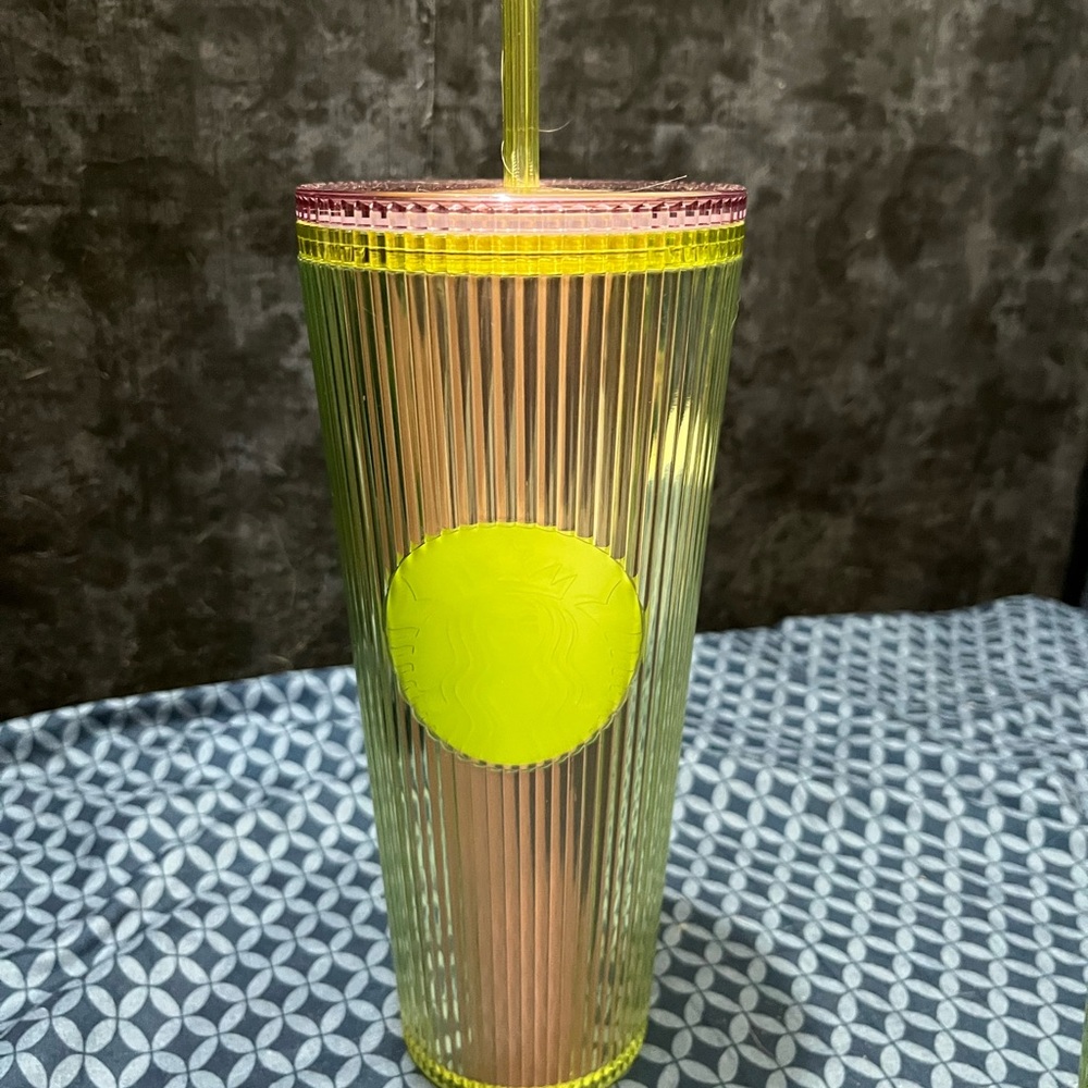Starbucks Neon Yellow and Pink Tumbler
